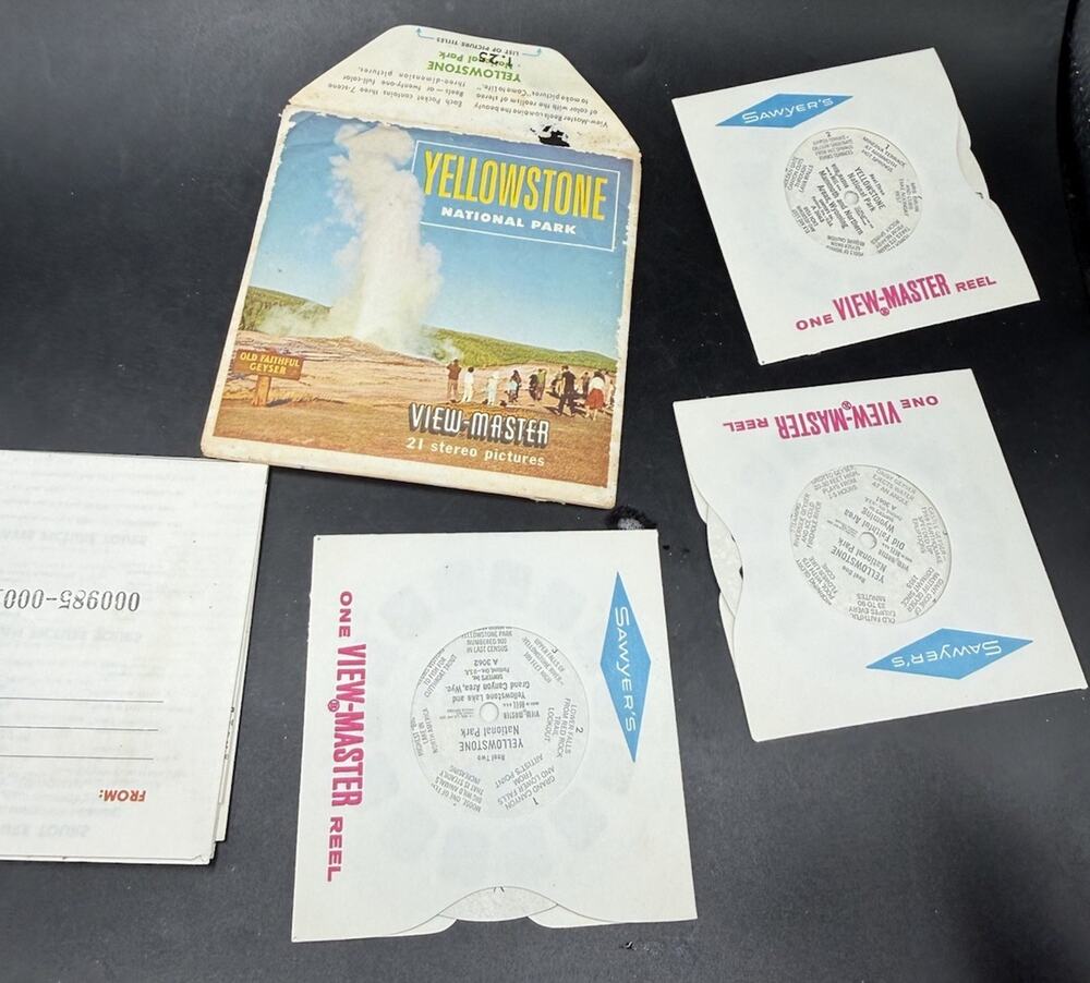 Yellowstone National Park Old Faithful View Master 3 Reel Packet 1962 Vintage
